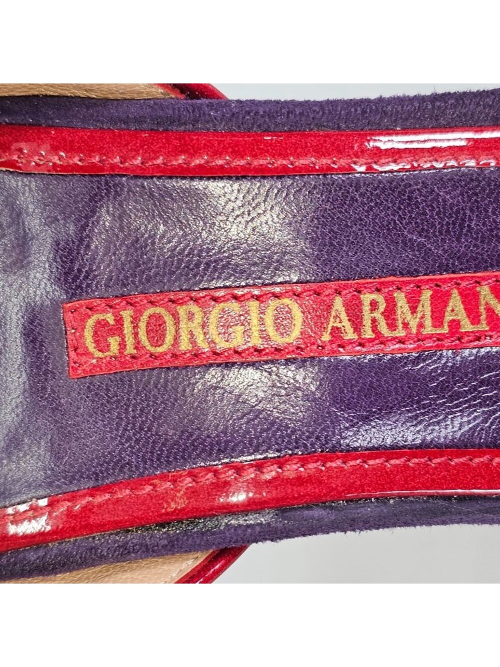 Giorgio Armani Women's Purple/Red Suede Stiletto Heels Ankle Strap Size 7 101 - Picture 7 of 16